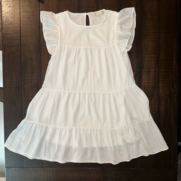Alter’d State White Ruffle Sleeve tierd Mini Dress - Picture 1 of 4